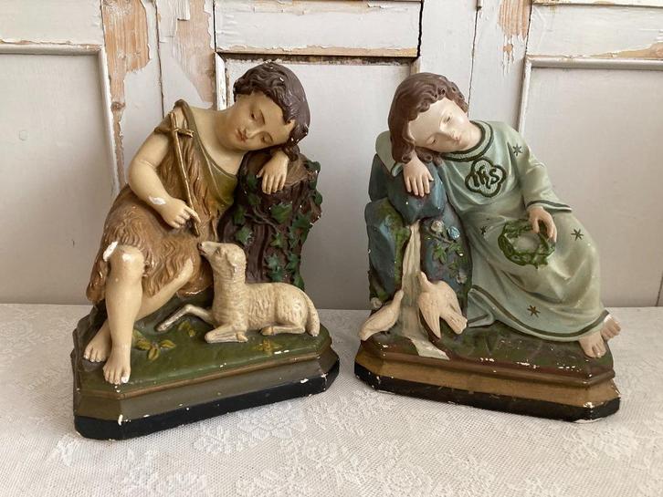 Brocante beelden van Jezus en Janneke, Antiek en Kunst, Curiosa en Brocante, Ophalen