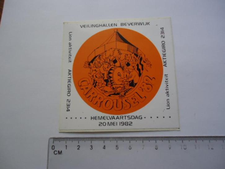sticker oud Beverwijk Veilinghallen carroussel 82 kermis, Verzamelen, Stickers, Zo goed als nieuw, Bedrijf of Vereniging, Verzenden