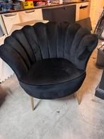 Elegante zwarte fauteuil in schelpvorm, Huis en Inrichting, Fauteuils, Gebruikt, Minder dan 75 cm, Ophalen of Verzenden, Stof