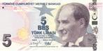 Turkije bankbiljet 5 Lira Mustafa Kemal Atatürk 2022 UNC, Ophalen of Verzenden, Overige landen, Los biljet