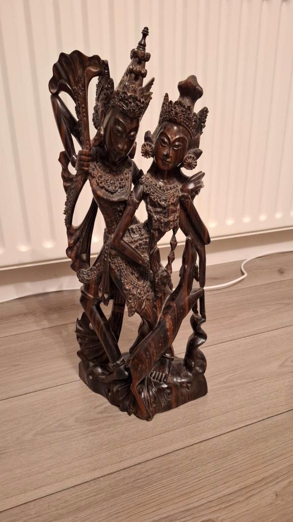 Houten Balinees Beeld - Dansend Paar, Antiek en Kunst, Kunst | Beelden en Houtsnijwerken, Ophalen