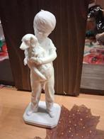 Biscuit Porselein Jongetje met Teckel, Ophalen of Verzenden