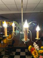 4 Antieke Smeedijzeren Lusters - 4 lichts, Huis en Inrichting, Lampen | Kroonluchters, Ophalen, Gebruikt, Metaal