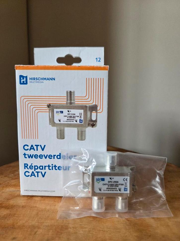 Hirschmann CATV Tweeverdeler DFC 2104, Audio, Tv en Foto, Audiokabels en Televisiekabels, Nieuw, Coaxiale kabel, Minder dan 2 meter