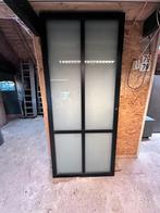 Binnendeuren 2 ZWART + nevelglas, Ophalen, 80 tot 100 cm, Binnendeur, Nieuw