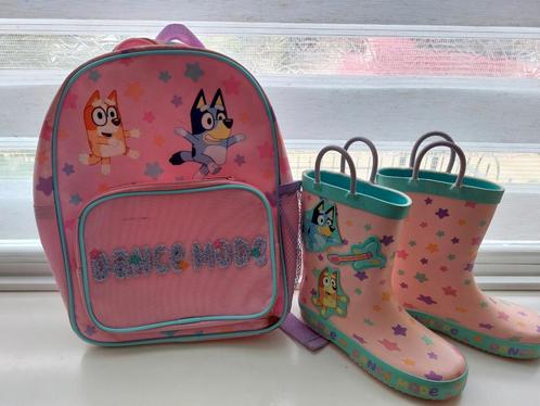 Bluey dancemode regenlaarzen en rugzakje zgan TEAB, Kinderen en Baby's, Kinderkleding | Schoenen en Sokken, Zo goed als nieuw