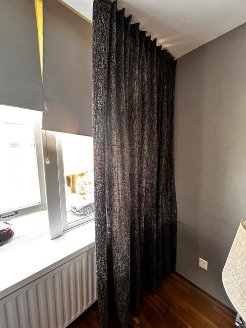 Grijze plooi gordijnen, Huis en Inrichting, Stoffering | Gordijnen en Lamellen, Gebruikt, 200 cm of meer, 200 cm of meer, Wit