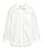 H&M witte overhemdblouse blouse van twill maat 158, Meisje, H&M, Overhemd of Blouse, Nieuw