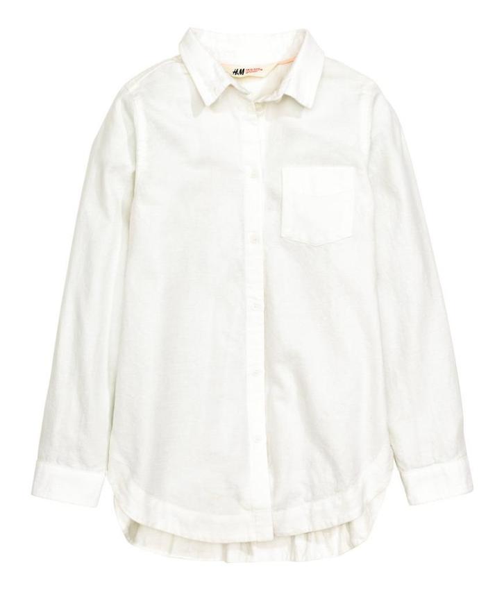 H&M witte overhemdblouse blouse van twill maat 158, Kinderen en Baby's, Kinderkleding | Maat 158, Nieuw, Meisje, Overhemd of Blouse