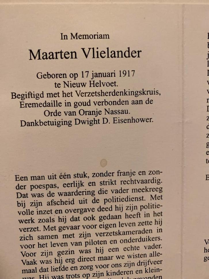 Vlielander 1917 Nieuw Helvoet, Verzamelen, Bidprentjes en Rouwkaarten, Bidprentje, Ophalen of Verzenden