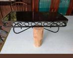 Smeedijzeren Console/Plantentafel met Glazen Blad, Huis en Inrichting, Tafels | Sidetables, Minder dan 50 cm, Ophalen of Verzenden