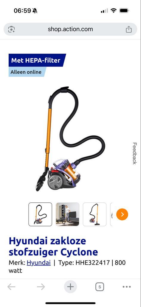Hyundai Cyclone Zakloze Stofzuiger - Action, Witgoed en Apparatuur, Stofzuigers, Zo goed als nieuw, Stofzuiger, Minder dan 1200 watt