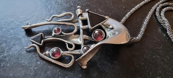 Zilveren modernist ketting  amir poran porans, Sieraden, Tassen en Uiterlijk, Kettingen, Zo goed als nieuw, Zilver, Zilver, Verzenden