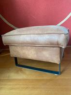 Cognac Microleren Poef - 60x60 cm, Huis en Inrichting, Banken | Voetenbanken en Poefen, Vierkant, Leer, Ophalen of Verzenden, Zo goed als nieuw