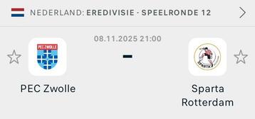 Pec zwolle - Sparta Rotterdam tickets beschikbaar voor biedingen
