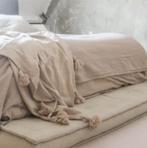 Handgemaakte Pompom Deken/Sprei in zandkleur, Ophalen of Verzenden, Zo goed als nieuw