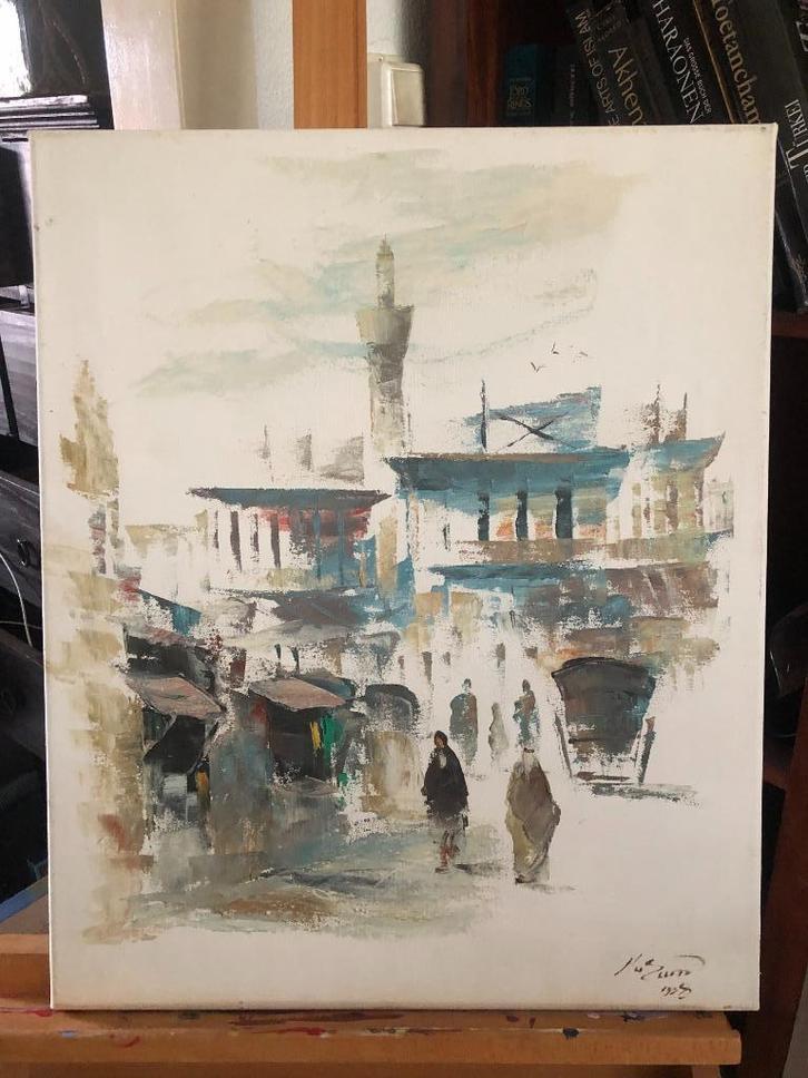Origineel schilderij uit Bagdad (1995), Antiek en Kunst, Kunst | Schilderijen | Modern, Ophalen of Verzenden