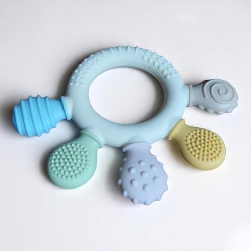 Silleconen bijtring met 5 kauw patronen, Kinderen en Baby's, Speelgoed | Babyspeelgoed, Nieuw, Overige typen, Ophalen of Verzenden