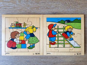2 x Rolf houten puzzel, 9 + 12 stukjes (schoon) beschikbaar voor biedingen