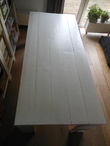 Te koop Tafel, eettafel rechthoek, steigerhout wit tuintafel beschikbaar voor biedingen