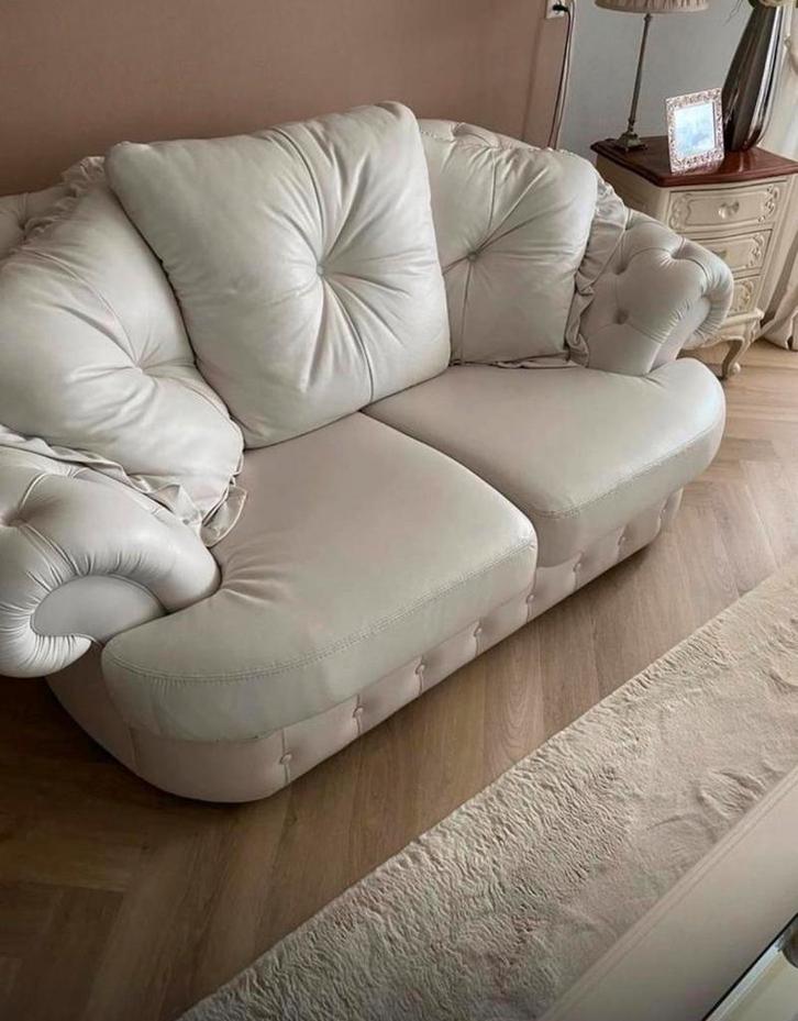 Bank + 2 Fauteuils - Zo goed als nieuw!, Huis en Inrichting, Fauteuils, Zo goed als nieuw, Leer, 125 cm of meer, 75 tot 100 cm