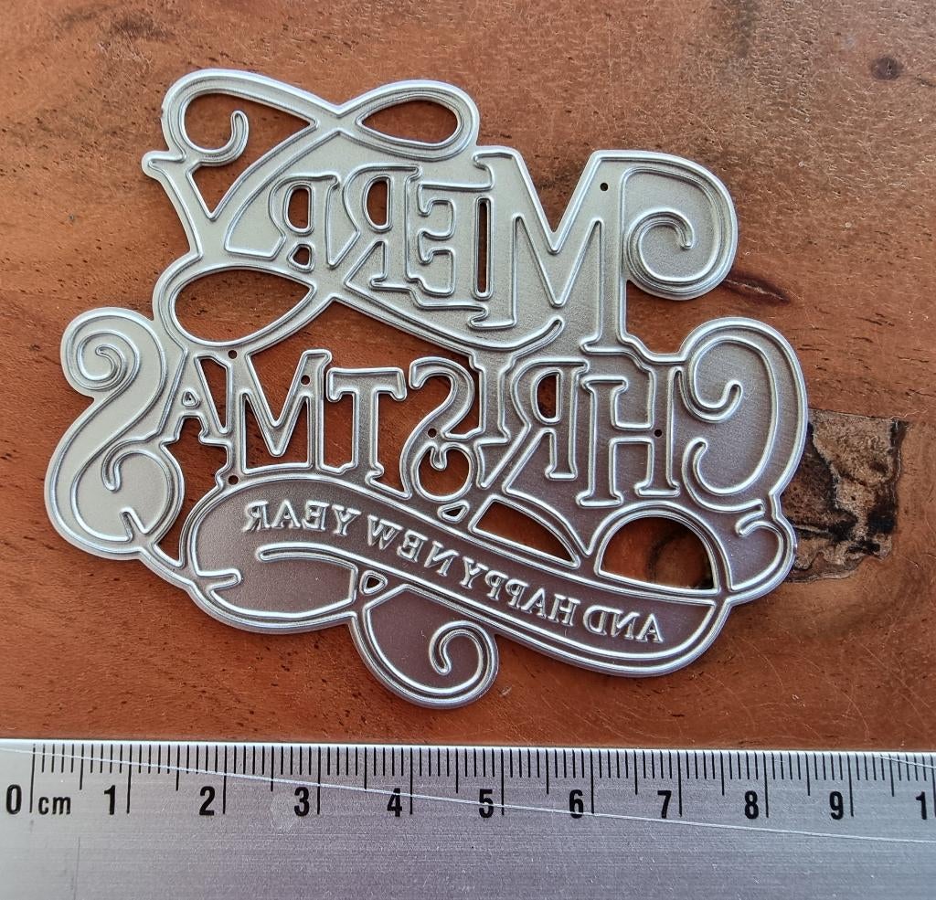 Snijmal Merry Christmas and happy new year, Ophalen of Verzenden, Zo goed als nieuw, Kerst, Pons of Mal