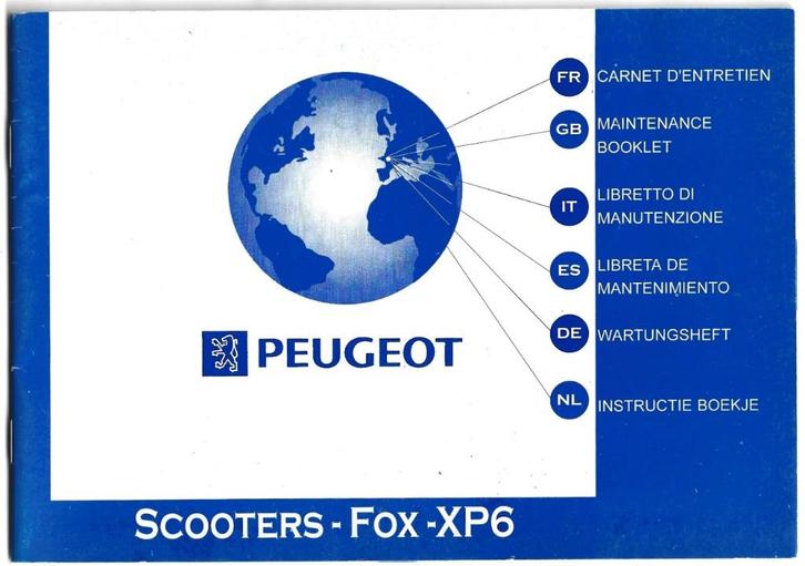 Peugeot Fox XP6 scooter instructieboekje bromfiets (7550z), Fietsen en Brommers, Handleidingen en Instructieboekjes, Zo goed als nieuw