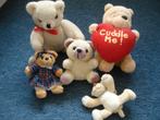 4 Beren stof + klein hondje, Verzamelen, Beren en Cherished Teddies, Ophalen of Verzenden, Zo goed als nieuw, Stoffen beer, Overige merken