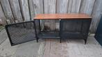 Industrieel metalen kastje met houten blad, Huis en Inrichting, Kasten | Dressoirs, Ophalen, 50 tot 100 cm, Metaal, Industrieel