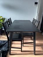 Ikea Lisabo table, 4 chairs Black (tafel en stoelen), Ophalen, Gebruikt, 100 tot 150 cm, 50 tot 100 cm
