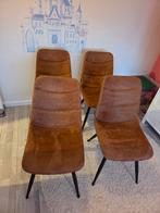 4 Cognac Kleurige Eetkamerstoelen, Huis en Inrichting, Stoelen, Ophalen, Bruin, Zo goed als nieuw, Vier