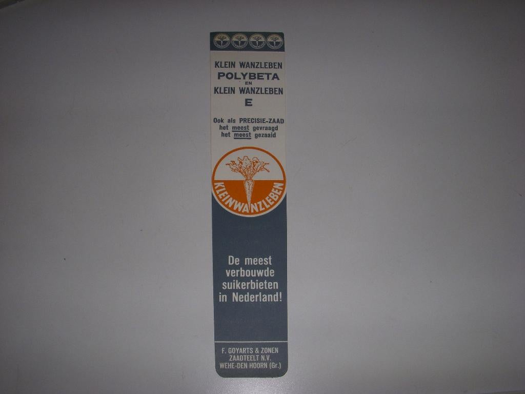 Mooie boekenlegger Kleinwanzleben Suikerbieten zaad 1967, Ophalen of Verzenden, Gebruikt, Reclame