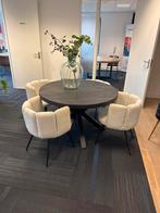 Ronde houten eettafel met 4 stoelen, Huis en Inrichting, Tafels | Eettafels, Gebruikt, 100 tot 150 cm, Ophalen of Verzenden, Vier personen