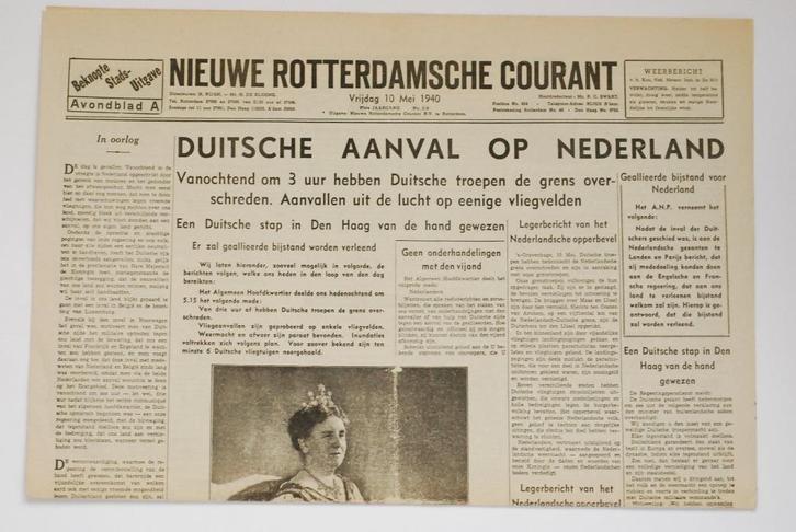 10 mei 1940 - Nieuwe Rotterdamsche Courant | heruitgave 1994, Boeken, Tijdschriften en Kranten, Zo goed als nieuw, Krant, Verzenden