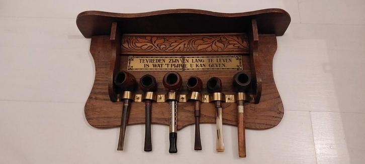 Oud pijpenrekje met 6 pijpen, Antiek en Kunst, Antiek | Overige Antiek, Ophalen of Verzenden