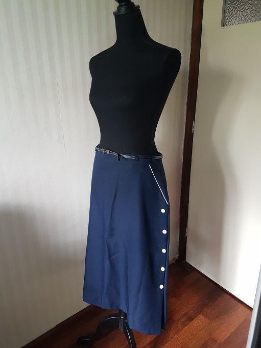 ZGAN klassieke navy blauwe Canda C&A rok, aparte details 44, Kleding | Dames, Rokken, Zo goed als nieuw, Maat 42/44 (L), Blauw