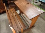 Vintage Zitsschoolbankje, jaren '40, zeldzaam!, Huis en Inrichting, Stoelen, Ophalen, Gebruikt, Twee, Bruin