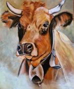Schilderij koe op canvas, Ophalen