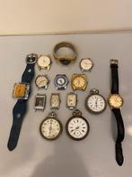 Vintage 14 stuks zakhorloges & pols horloges loop - sloop., 1930 tot 1960, Overige merken, Staal, Met bandje