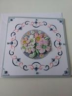 Geborduurde kerstkaart roze met blauw, Hobby en Vrije tijd, Kaarten | Zelfgemaakt, Ophalen of Verzenden, Nieuw, Kerst