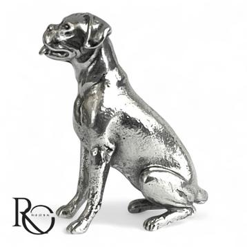Miniatuur Boxer hond – handgemaakt beeldje van 925 zilver beschikbaar voor biedingen