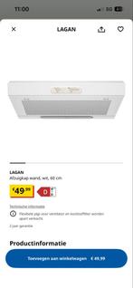 IKEA LAGAN Afzuigkap - Zo Goed Als Nieuw!, Witgoed en Apparatuur, Afzuigkappen, Ophalen, Minder dan 200 m³ per uur, Onderbouw afzuigkap
