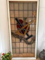Oud glas in lood paneel, Antiek en Kunst, Ophalen of Verzenden