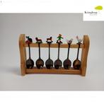 Unieke set lepeltjes met dieren en kerst gravering, Antiek en Kunst, Antiek | Bestek, Ophalen of Verzenden