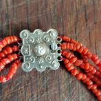 Vintage zilveren Bloedkoraal Armband met Zilver Slot, Sieraden, Tassen en Uiterlijk, Antieke sieraden, Verzenden, Zilver, Armband