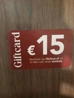 Nelson giftcard twv €15, Eén persoon, Kortingsbon, Warenhuis- of Winkelbon