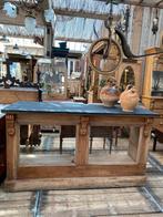 Stoere landelijke balie toonbank vitrine met zwart bovenblad, Ophalen