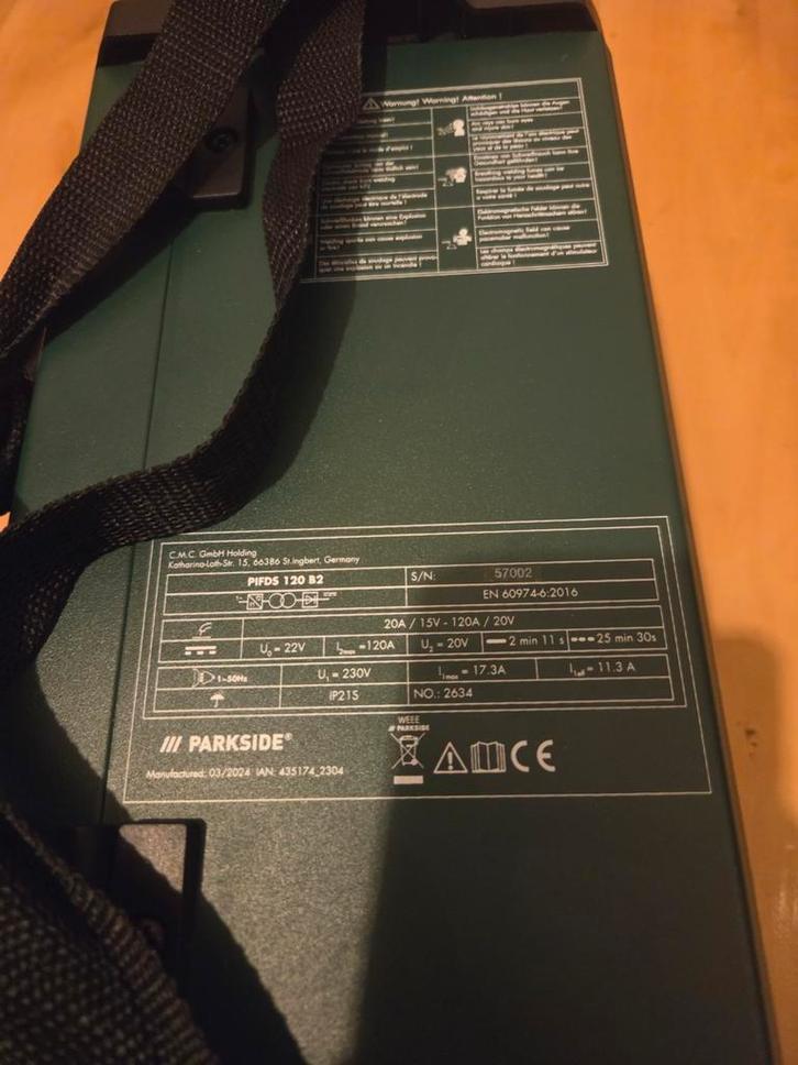 Parkside PIFDS 120 B2 Inverter Lasapparaat, Doe-het-zelf en Verbouw, Gereedschap | Lasapparaten, Gebruikt, Inverter, Minder dan 150 ampère