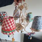Unieke Kroonluchter met Handgemaakte Lampenkappen, Huis en Inrichting, Ophalen, Gebruikt, Metaal, Landelijk