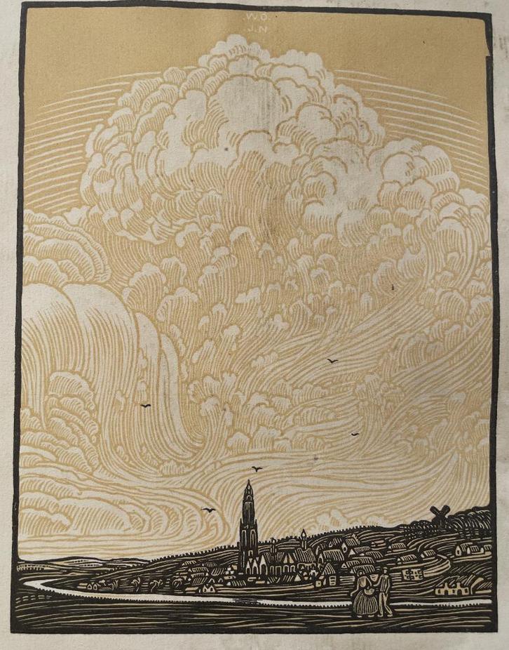 Wijnand Otto Jan Nieuwenkamp (1874-1950)fraaie houtsnede, Antiek en Kunst, Kunst | Etsen en Gravures, Verzenden